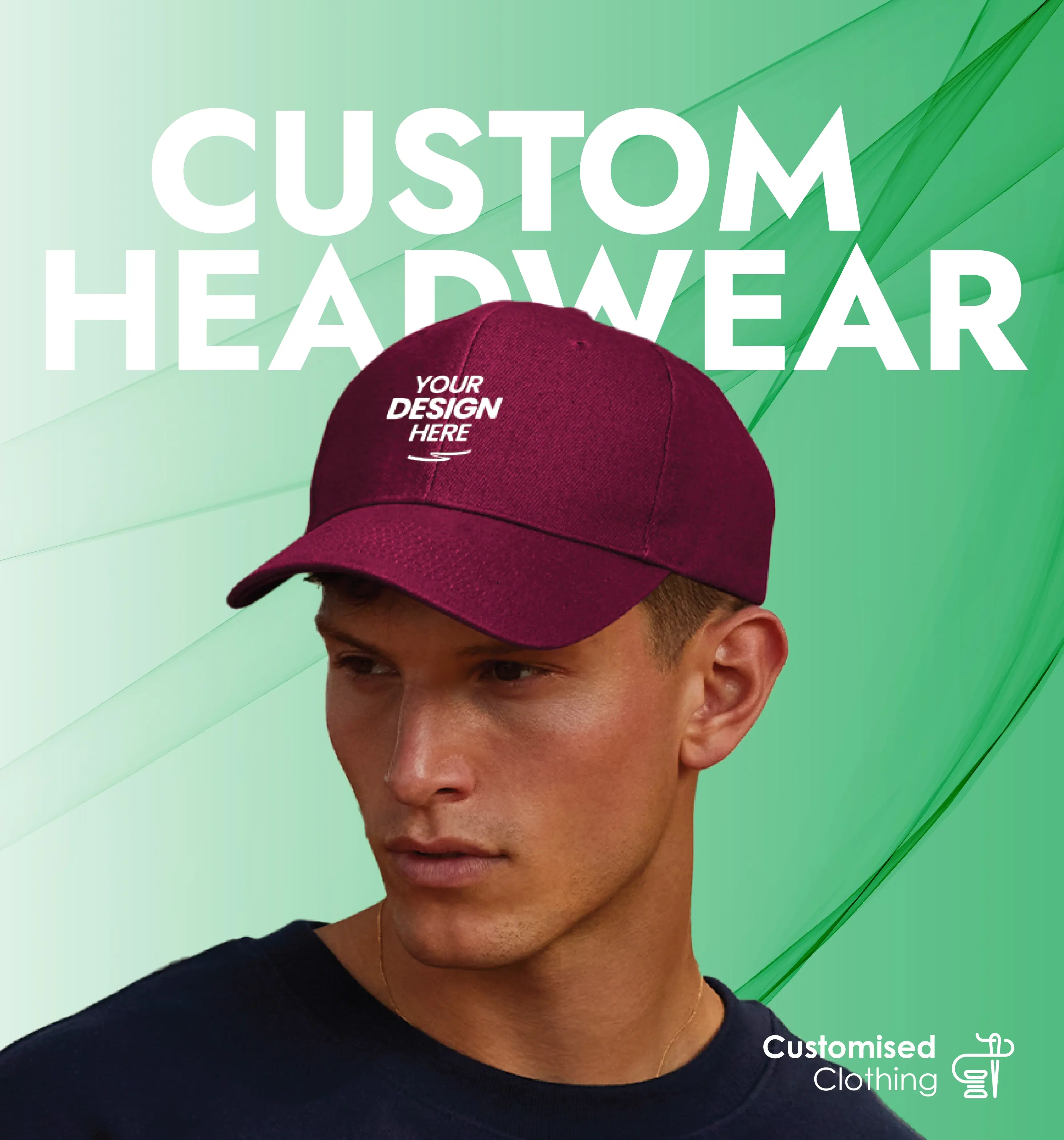 Banner slide 4: Headwear Designed Your Way.